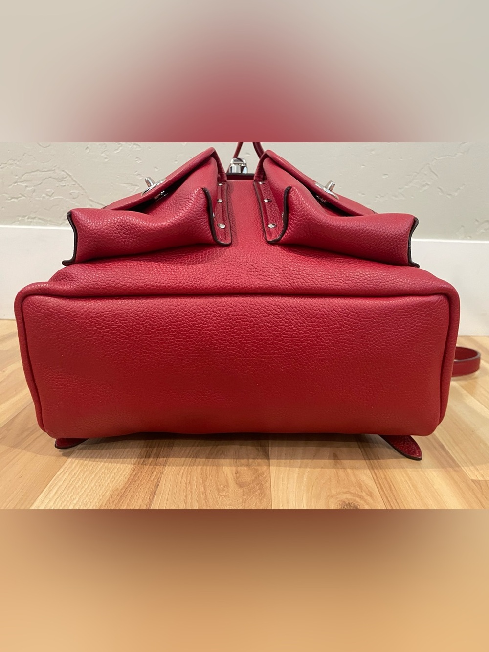 Coach EUC Red Pebble Leather Turnlock Backpack with stud pocket detail. ♥️ - Picture 9 of 16